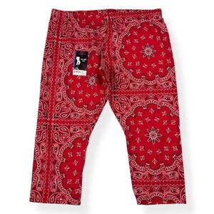 No Boundaries Capri Leggings Juniors XXL 2XL (19) Red Black White Bandana Print